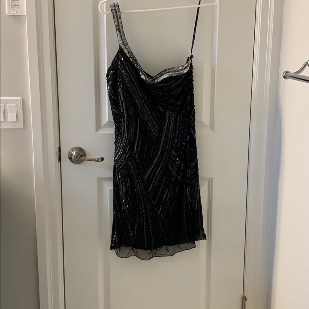 Gorgeous black and silver sequin cocktail dress